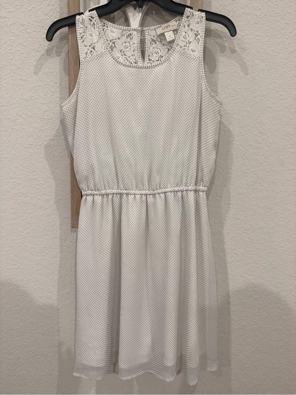 LOFT White Sleeveless Lace Yoke Casual Dress